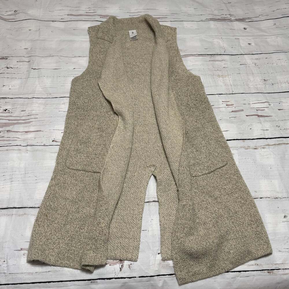 Lilian Oatmeal Longline‎ Sleeveless Sweater Vest | 1X Plus